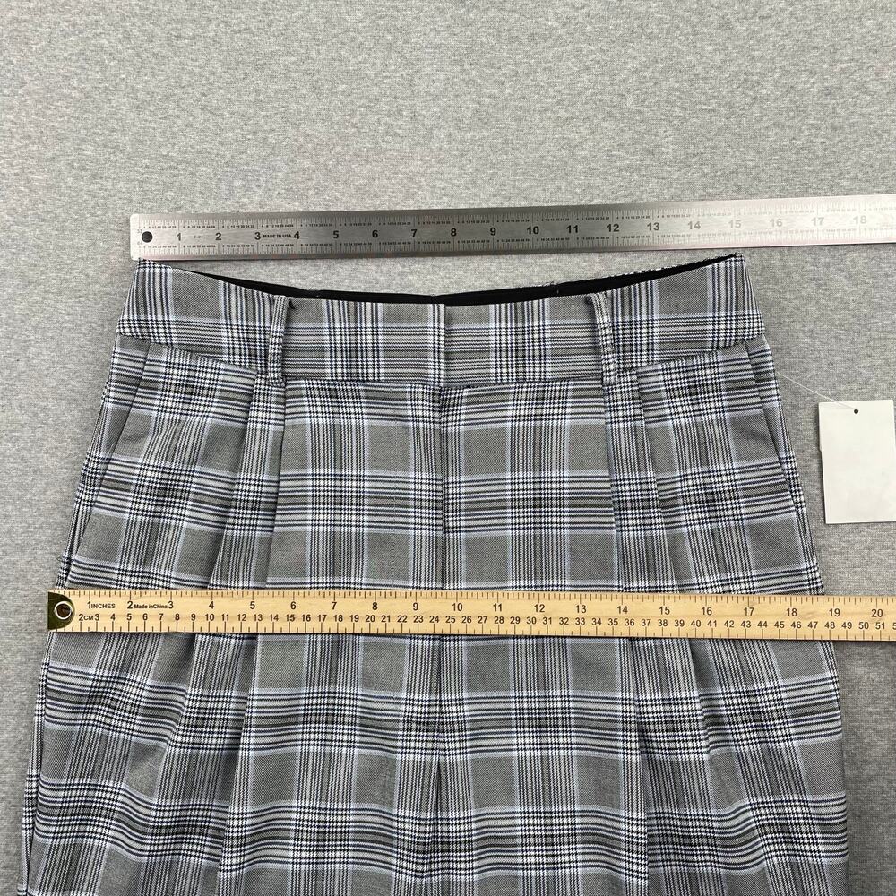 Nordstrom Womens High Waist Pleated Pants 10 Glen Plaid Black Blue Check Trouser - Picture 6 of 16